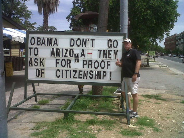 Patriot warns Obama not to go to Arizona -- they ask for proof of citizenship 